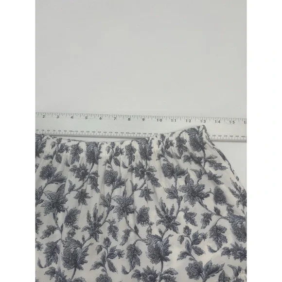 Max Studio Floral Above Knee Mini Skirt Tiered Casual Women's Size S White Blue - Picture 11 of 12